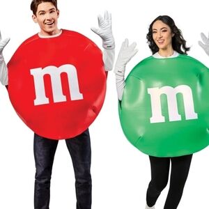 2 Costume Bundle (rubies) M&M's Red Is NEW & Green Has No Gloves Adult OS